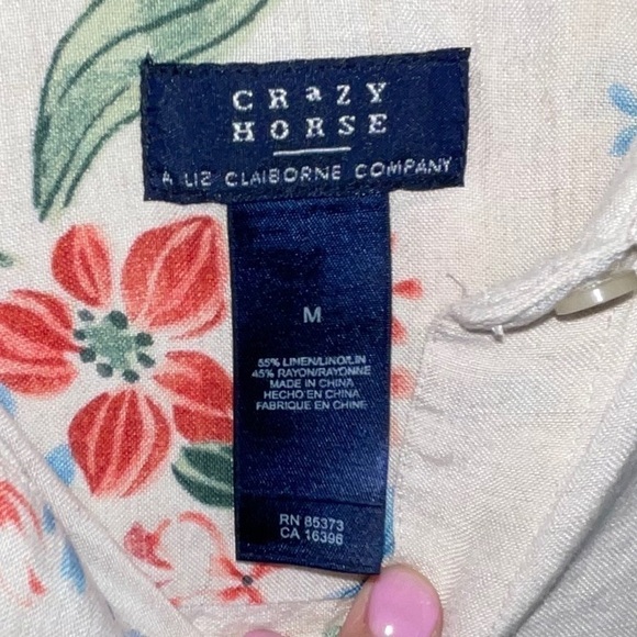 Crazy Horse By Liz Claiborne Linen Blend  Blouse - Picture 5 of 5